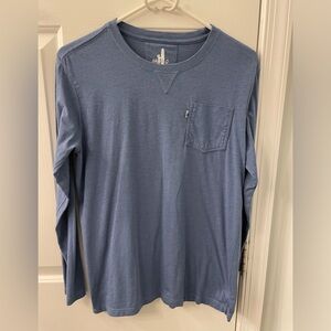 Johnnie-o long sleeve blue cotton tshirt logo pocket size 14